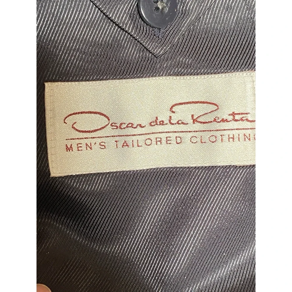 Oscar de La Renta‎ Sports Coat Men s 42R Navy Blazer Metal Buttons Suit Jacket